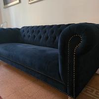 Divano Chester velluto blu