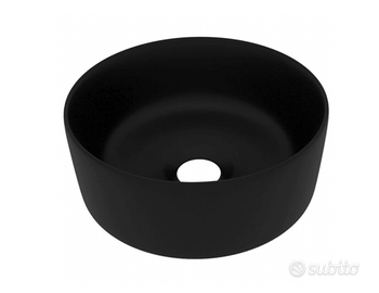 Lavandino Rotondo Nero 40x15 cm in Ceramica NUOVO