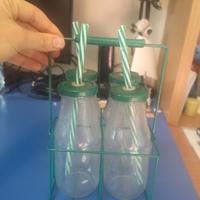 Set bottigliette vetro con cannuccia