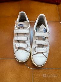 Scarpe Adidas Stan Smith no lacci bianco blu 42,5