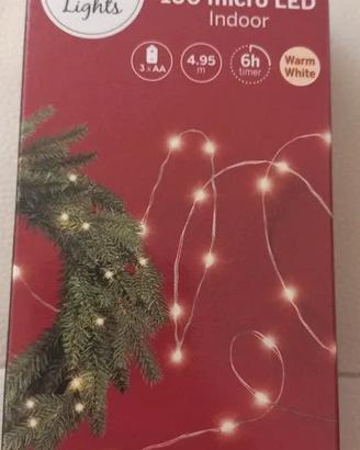 Luci Natale 100 Micro LED Bianco Caldo con Timer