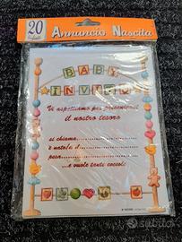 Set Biglietti Invito Nascita 20pz 