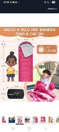 sacco a pelo per bambina fino a 140 cm