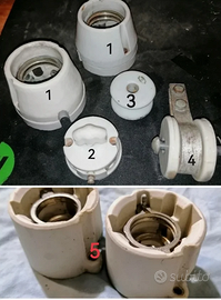 Vecchi accessori elettrici in porcellana