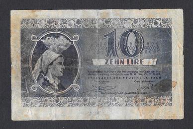 Biglietto 10 lire occupazione della Slovenia 1944