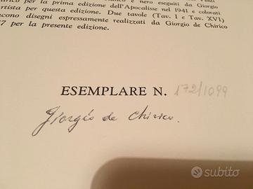 APOCALISSE San Giovanni De Chirico  Giorgio autogr