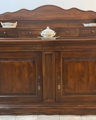 MOBILE IN LEGNO MASSELLO CON SECRÉTAIRE E PIATTAIA