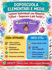 Lezioni di doposcuola insegnante qualificata
