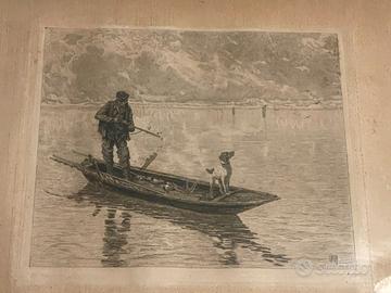 Quadro con acquaforte di Guglielmo Ciardi