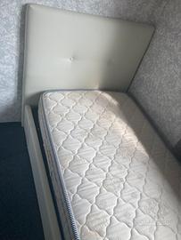 Letto contenitore singolo bianco ecopelle