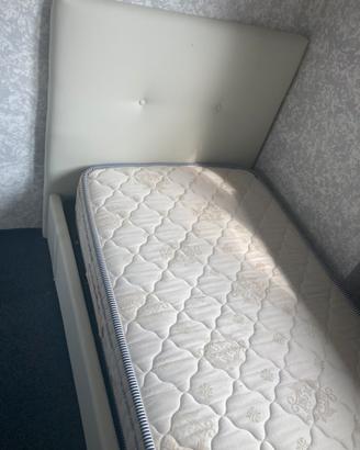 Letto contenitore singolo bianco ecopelle