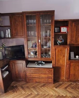 Parete Attrezzata Angolare in Legno Massello