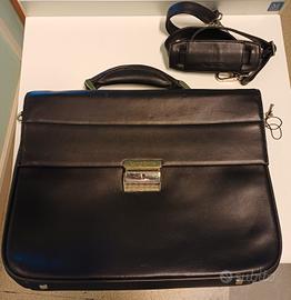 Samsonite Borsa di pelle nera Porta PC Documenti