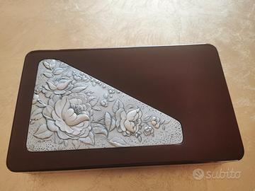 Scatola da gioco legno/lastra argento 925