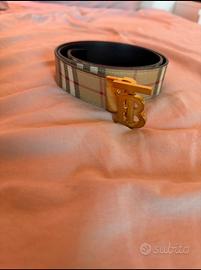 Cintura Burberry check con fibbia dorata TB