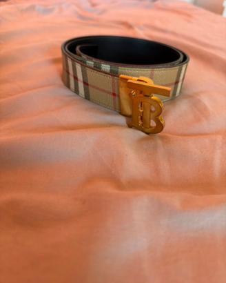 Cintura Burberry check con fibbia dorata TB