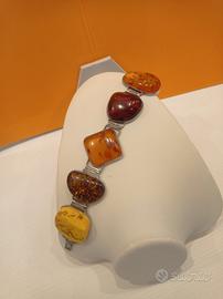 bracciale in ambra e argento 