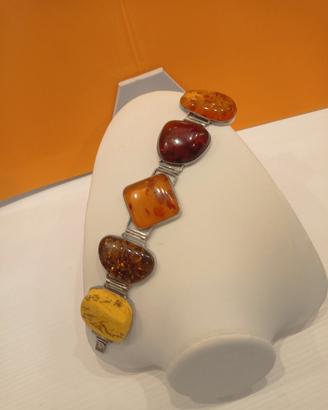 bracciale in ambra e argento 