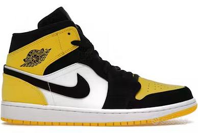 Jordan 1 Mid giallo punta nera