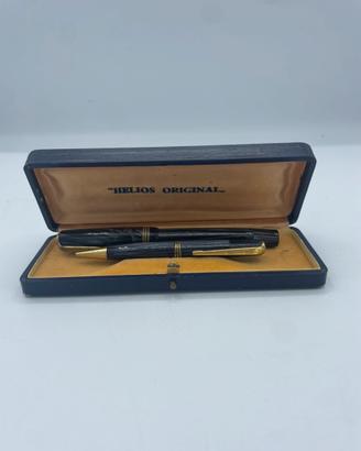 Set vintage Helios original-Stilografica oro 14K