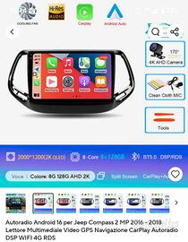 Autoradio Android per Jeep Compass 2016-2018