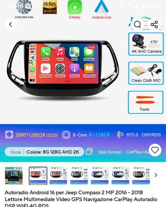 Autoradio Android per Jeep Compass 2016-2018