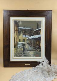 Dipinto Laganà certificato "Vicolo di notte"