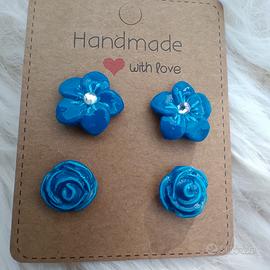 NUOVI coppia orecchini rose Blu