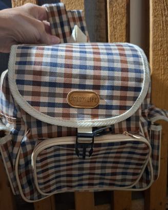 Zaino Jolly Life tartan/vichy beige bimbi vintage