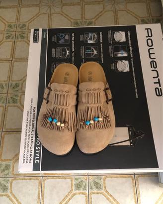 Sabot donna NUOVI scamosciati beige con frangetta