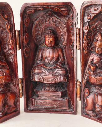 Altare Trittico per Buddisti da Viaggio in Resina 