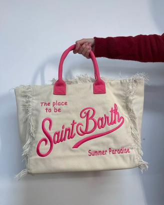 borsa MC2 saint barth rosa fluo e panna 