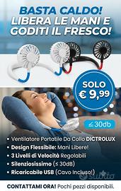  Ventilatore portatile - ricaricabile. Da Collo.