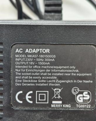 Alimentatore 18V 1500mA / 1.5A per Ufficio