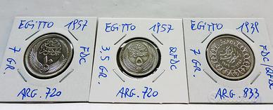 Lotto 3 monete argento egitto tipi vari e anni