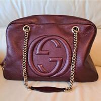 Gucci Borsa Da Spalla Grande Con Catena Bourgundy 