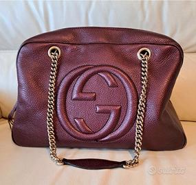 Gucci Borsa Da Spalla Grande Con Catena Bourgundy 