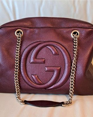 Gucci Borsa Da Spalla Grande Con Catena Bourgundy 