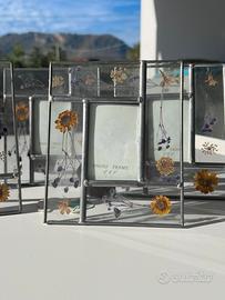 Portafoto Vetro e Fiori Pressati - Quadrifoglio