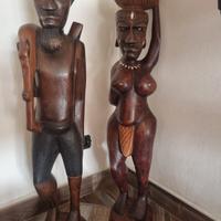 coppia statue di legno 