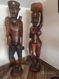 coppia statue di legno 