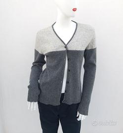 Cardigan donna Lana 80% bicolore grigio. Absolute