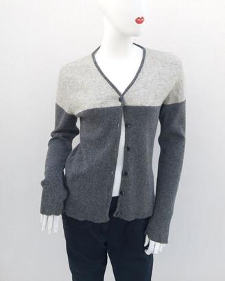 Cardigan donna Lana 80% bicolore grigio. Absolute