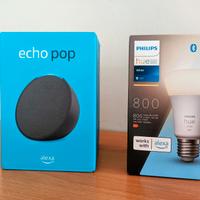 🔊 Echo Pop Alexa Nero + Lampadina Philips Hue Whi