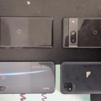 2 Google Pixel 7, 1 redmi 9C, 1 redminote 8T