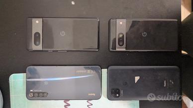 2 Google Pixel 7, 1 redmi 9C, 1 redminote 8T