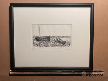 Stampa a incisione numerata 2/50 "Barche in secca"