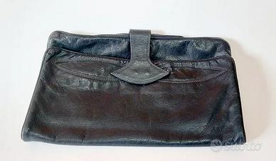 Borsa Pochette Vintage in Vera Pelle Nera