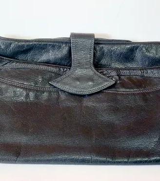 Borsa Pochette Vintage in Vera Pelle Nera