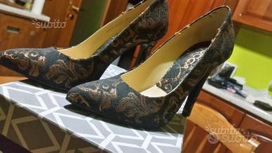 Scarpe decolté n. 35 tacco 10 damascate
